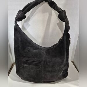 Elegant Black Faux Suede Hobo Bag..Made In Canada